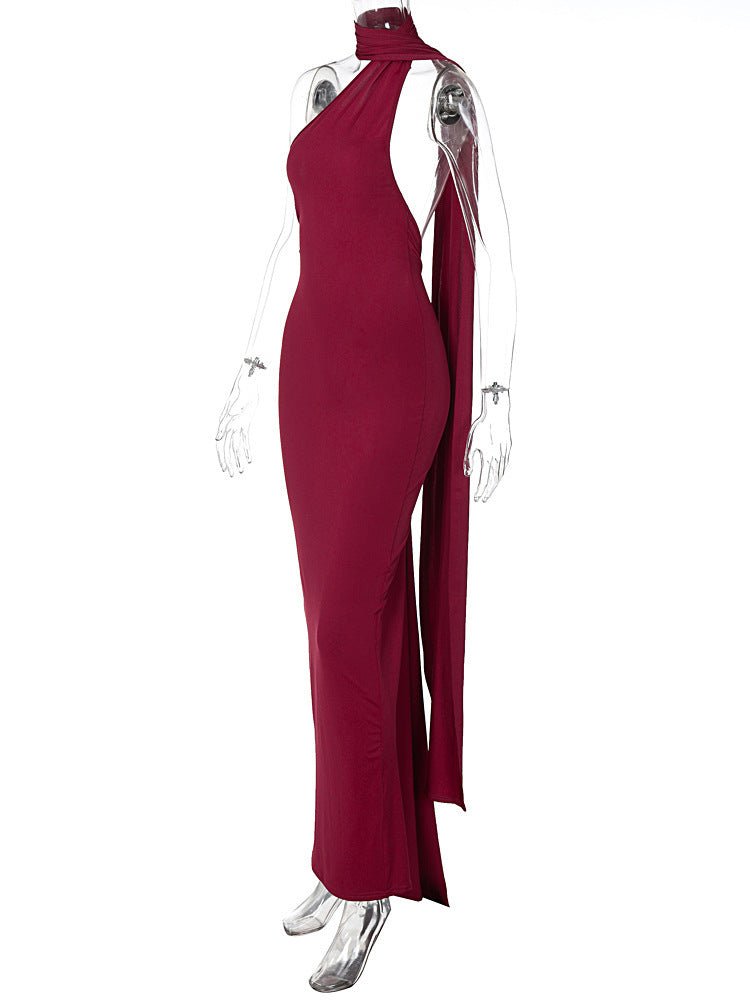 European and American style women's clothing 2025 spring and summer new sexy backless fold slim solid color sleeveless temperament dress - Cozy & Co. Market
