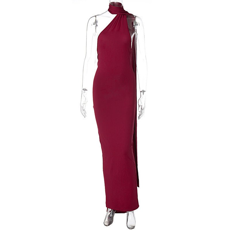 European and American style women's clothing 2025 spring and summer new sexy backless fold slim solid color sleeveless temperament dress - Cozy & Co. Market