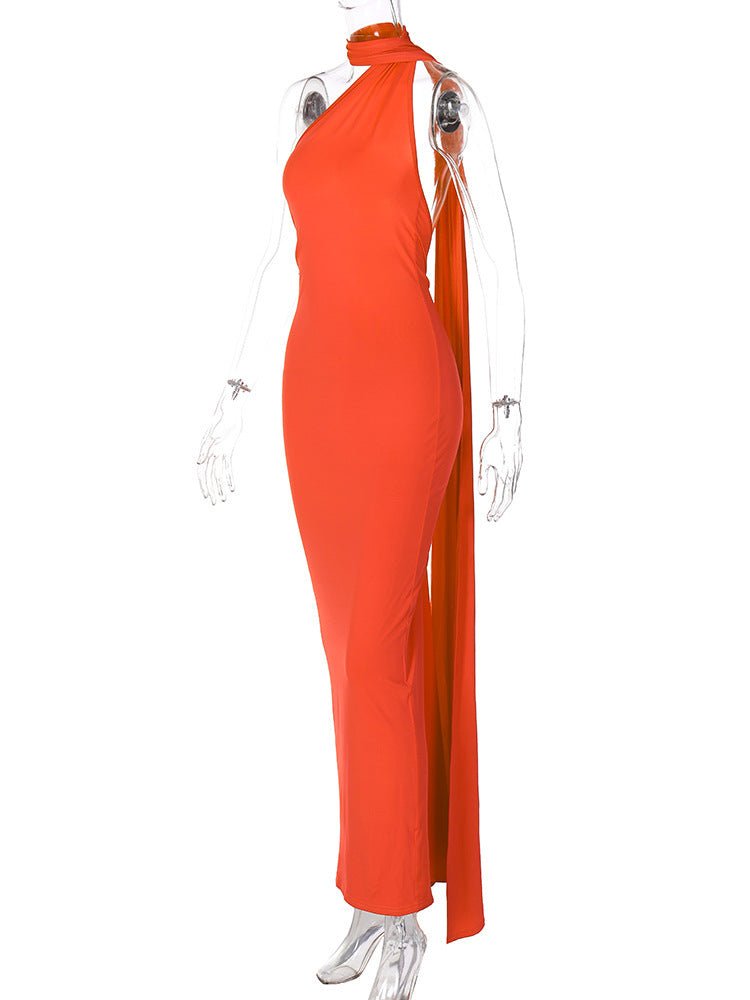 European and American style women's clothing 2025 spring and summer new sexy backless fold slim solid color sleeveless temperament dress - Cozy & Co. Market