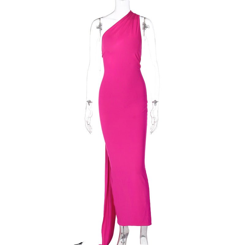 European and American style women's clothing 2025 spring and summer new sexy backless fold slim solid color sleeveless temperament dress - Cozy & Co. Market