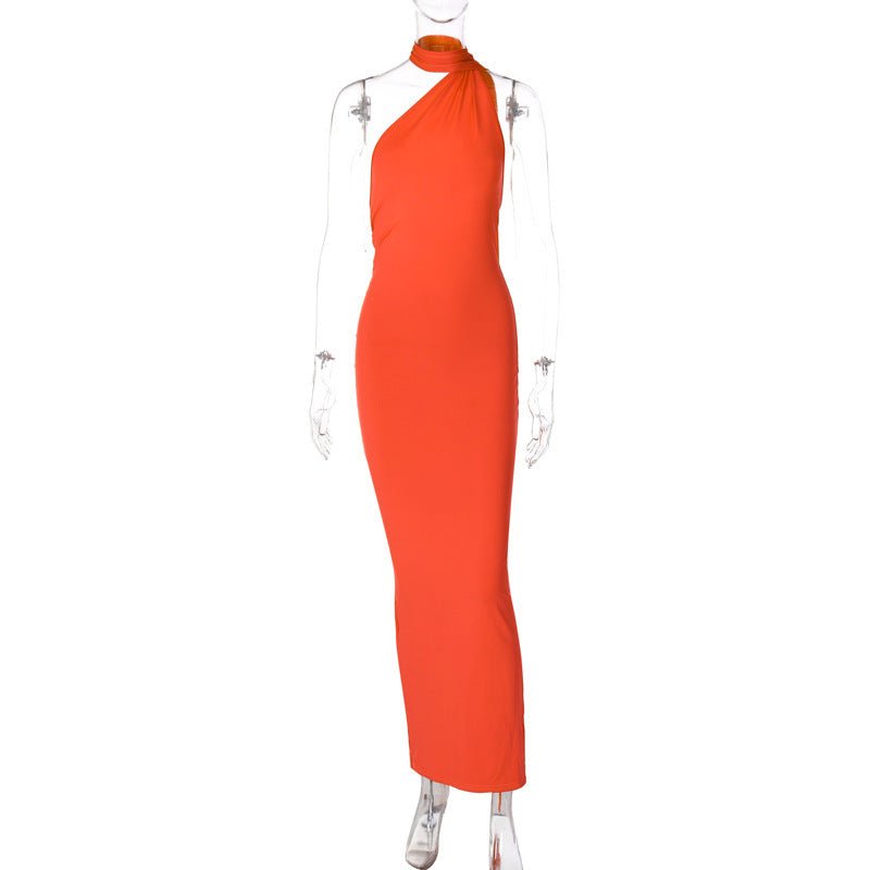 European and American style women's clothing 2025 spring and summer new sexy backless fold slim solid color sleeveless temperament dress - Cozy & Co. Market