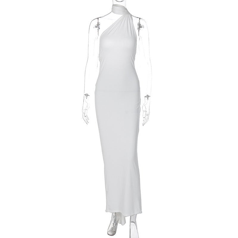 European and American style women's clothing 2025 spring and summer new sexy backless fold slim solid color sleeveless temperament dress - Cozy & Co. Market