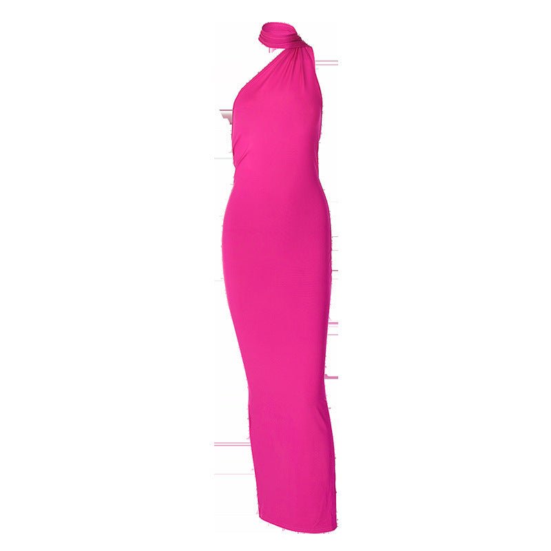European and American style women's clothing 2025 spring and summer new sexy backless fold slim solid color sleeveless temperament dress - Cozy & Co. Market