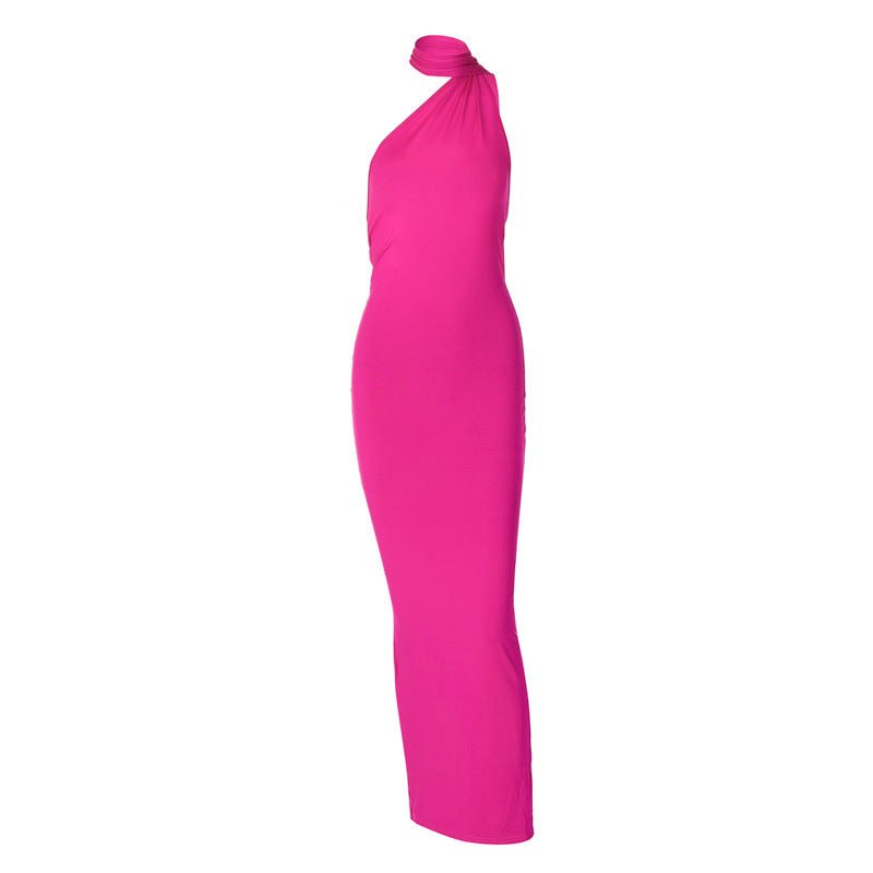 European and American style women's clothing 2025 spring and summer new sexy backless fold slim solid color sleeveless temperament dress - Cozy & Co. Market