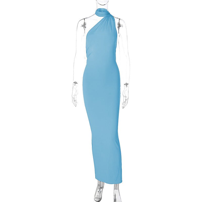 European and American style women's clothing 2025 spring and summer new sexy backless fold slim solid color sleeveless temperament dress - Cozy & Co. Market