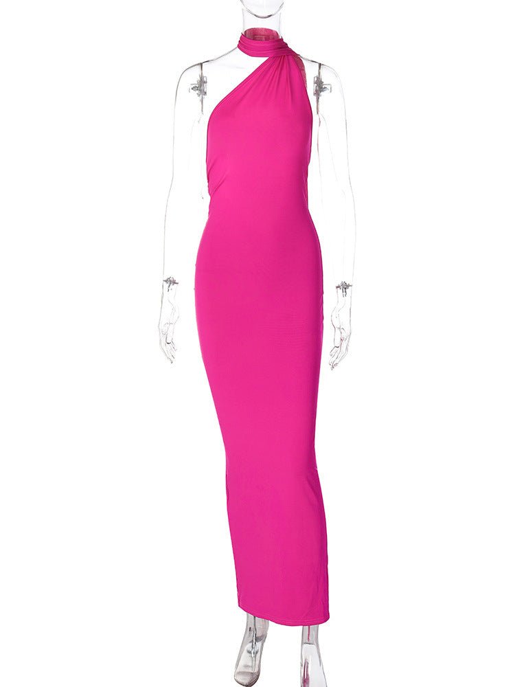 European and American style women's clothing 2025 spring and summer new sexy backless fold slim solid color sleeveless temperament dress - Cozy & Co. Market