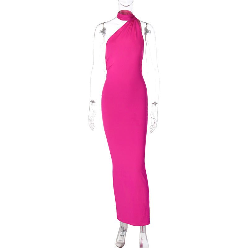 European and American style women's clothing 2025 spring and summer new sexy backless fold slim solid color sleeveless temperament dress - Cozy & Co. Market