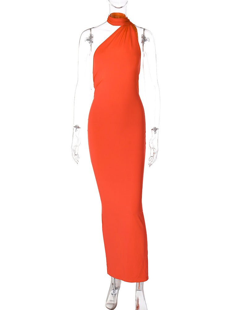 European and American style women's clothing 2025 spring and summer new sexy backless fold slim solid color sleeveless temperament dress - Cozy & Co. Market