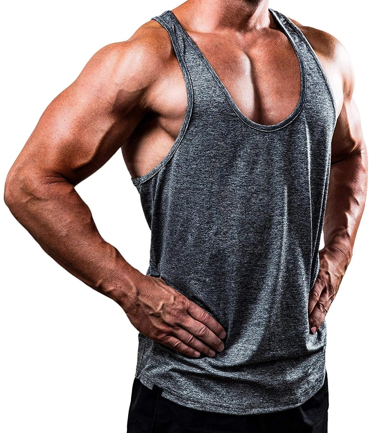 EVertop Men's Summer H-shaped Back Vest Solid O-Neck Sleeveless tank Top Customizable Print Embroidery Logo Knitted for Sports - Cozy & Co. Market