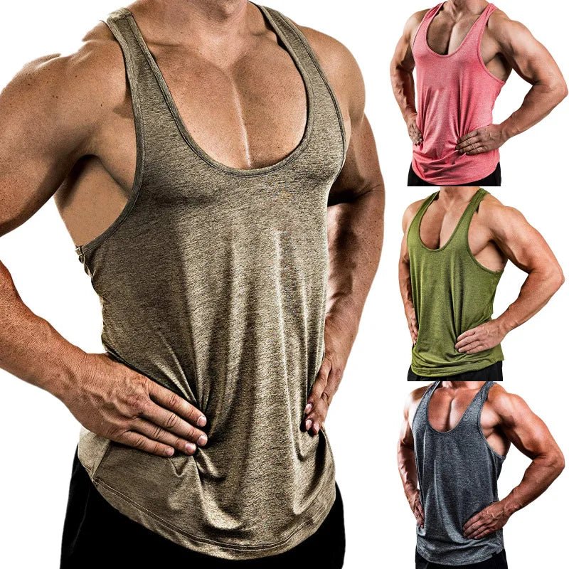 EVertop Men's Summer H-shaped Back Vest Solid O-Neck Sleeveless tank Top Customizable Print Embroidery Logo Knitted for Sports - Cozy & Co. Market
