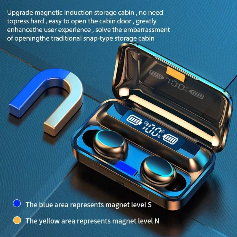 F9 Wireless Earphones LED Dislpaly Binaural TWS Wireless Bluetooth Headset Waterproof Noise Reduction Bluetooth Headphones - Cozy & Co. Market