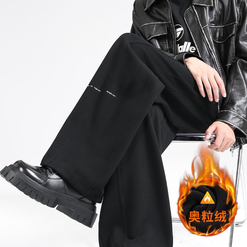 Fall/Winter Machete Pants Men's New Fashionable Brand Loose Wide-leg Sports Pants Sweatshirt Pants Dipper Straight Pants fleece-lined Casual Pants - Cozy & Co. Market