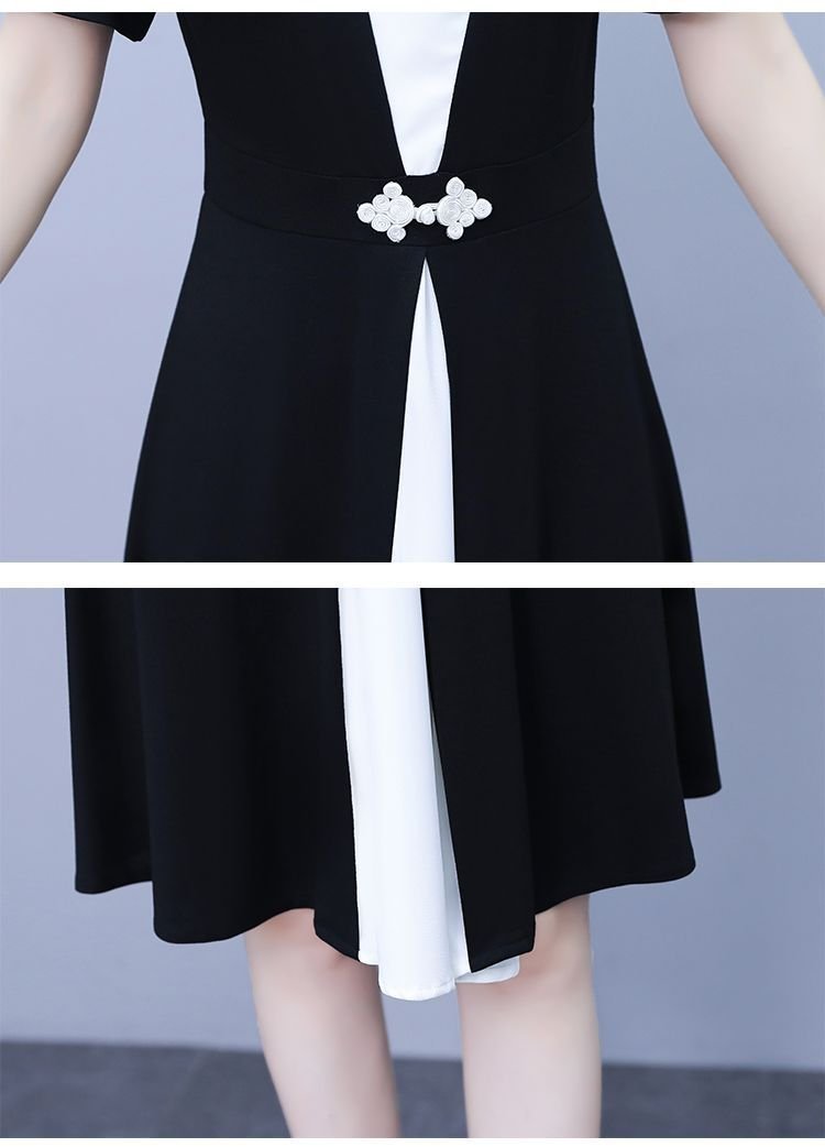 Fashion high-end summer chubby girl temperament stitching dress plus size women's belly-covering slimming temperament skirt - Cozy & Co. Market