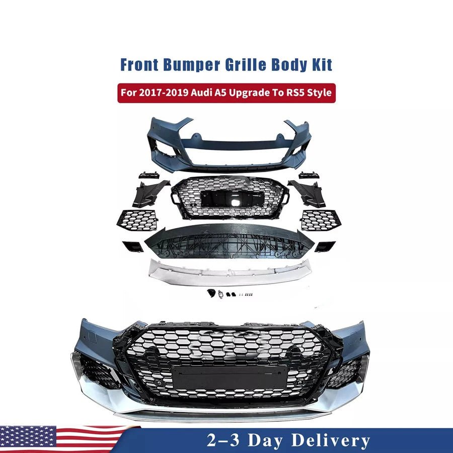 Fast Shipping Car Audi A5 S5 B9 Body Kit RS5 Style Front Bumper with Grille Grill For Audi A5 B9 S5 2017 2018 2019 Auto Bumper - Cozy & Co. Market