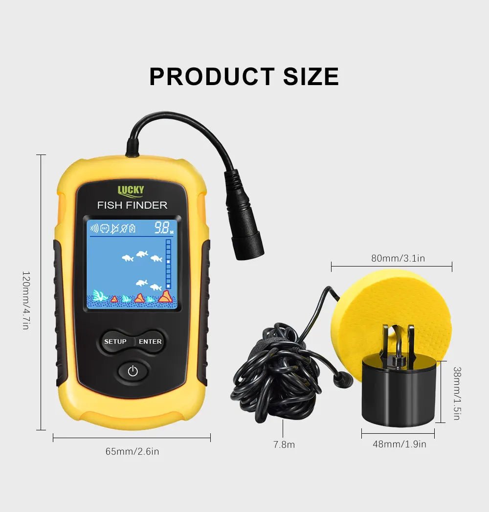 FFC1108-1 Alarm 100M Portable Sonar Fish Finders 45 degrees Sonar Coverage Echo Sounder Alarm Transducer Lake Sea Fishing - Cozy & Co. Market