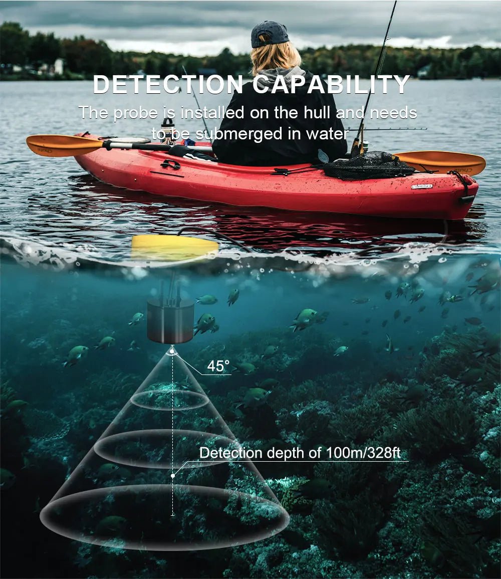 FFC1108-1 Alarm 100M Portable Sonar Fish Finders 45 degrees Sonar Coverage Echo Sounder Alarm Transducer Lake Sea Fishing - Cozy & Co. Market