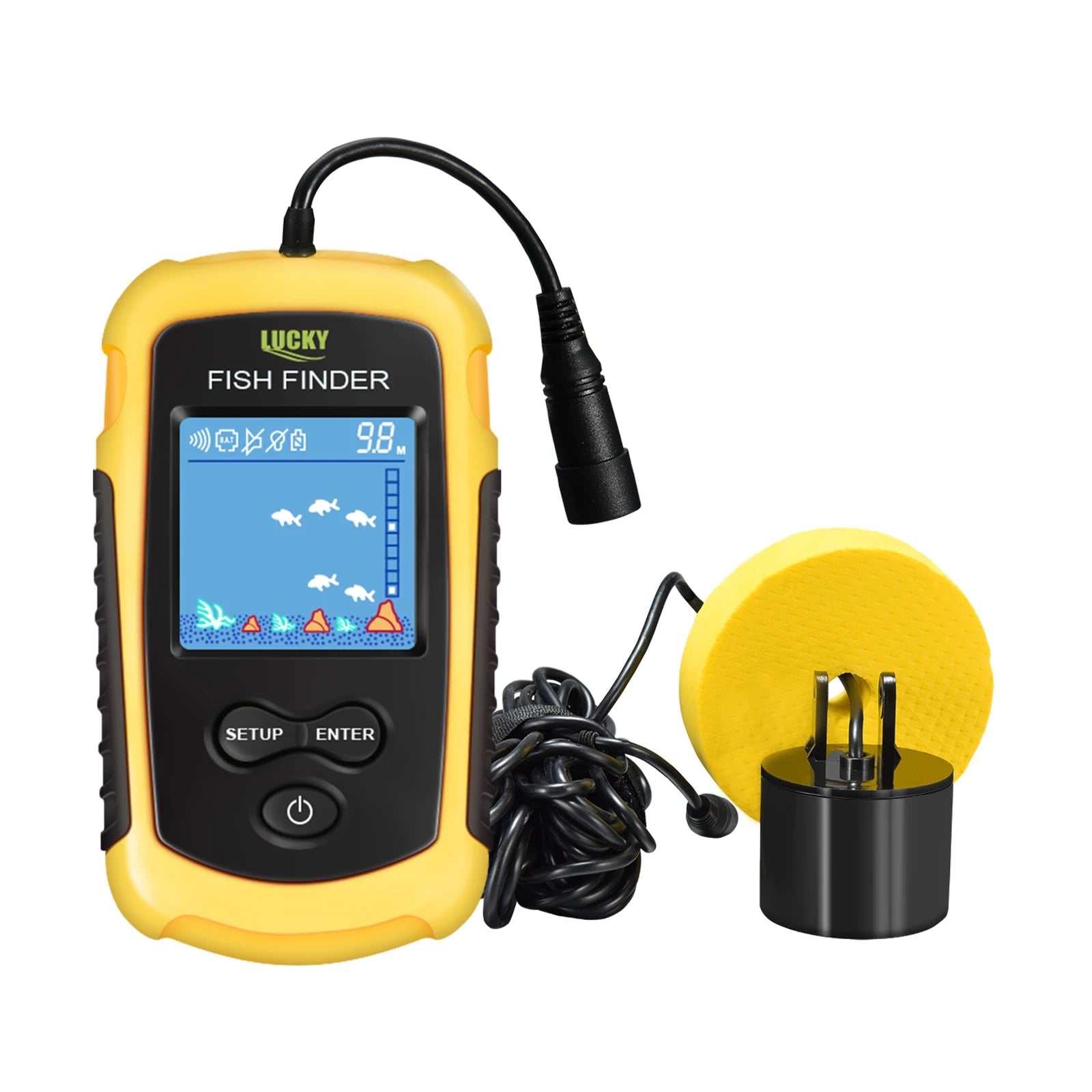 FFC1108-1 Alarm 100M Portable Sonar Fish Finders 45 degrees Sonar Coverage Echo Sounder Alarm Transducer Lake Sea Fishing - Cozy & Co. Market