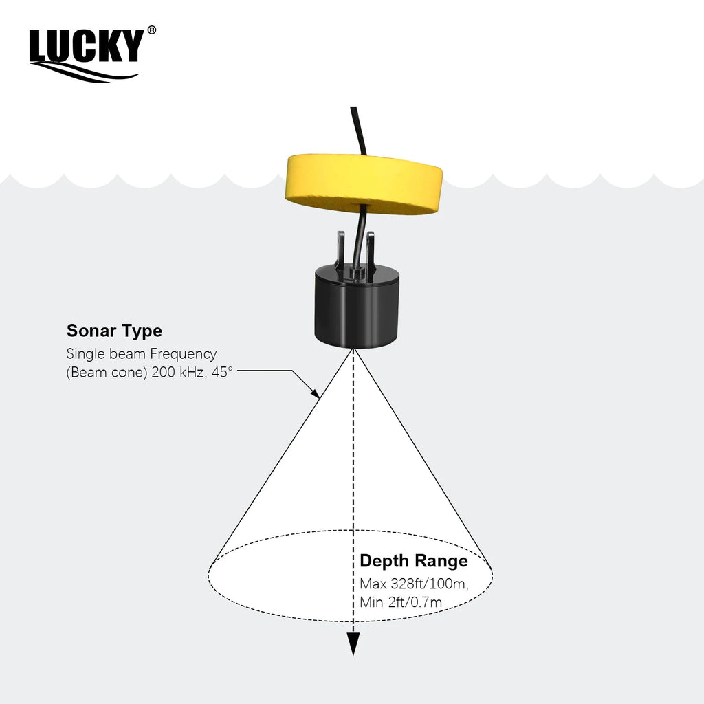 FFC1108-1 Alarm 100M Portable Sonar Fish Finders 45 degrees Sonar Coverage Echo Sounder Alarm Transducer Lake Sea Fishing - Cozy & Co. Market