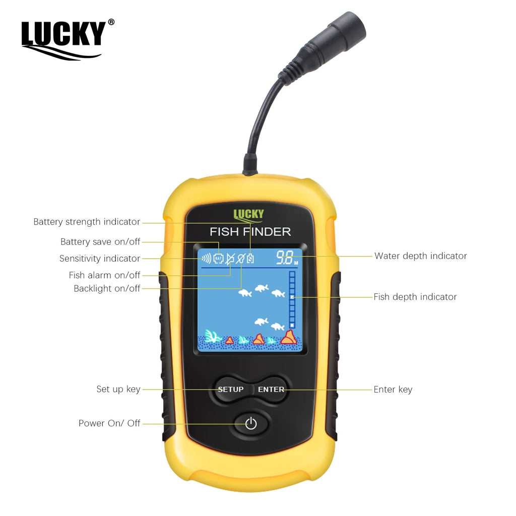 FFC1108-1 Alarm 100M Portable Sonar Fish Finders 45 degrees Sonar Coverage Echo Sounder Alarm Transducer Lake Sea Fishing - Cozy & Co. Market