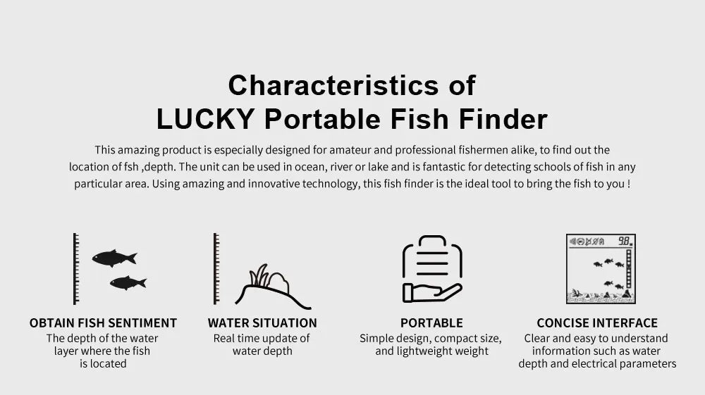 FFC1108-1 Alarm 100M Portable Sonar Fish Finders 45 degrees Sonar Coverage Echo Sounder Alarm Transducer Lake Sea Fishing - Cozy & Co. Market