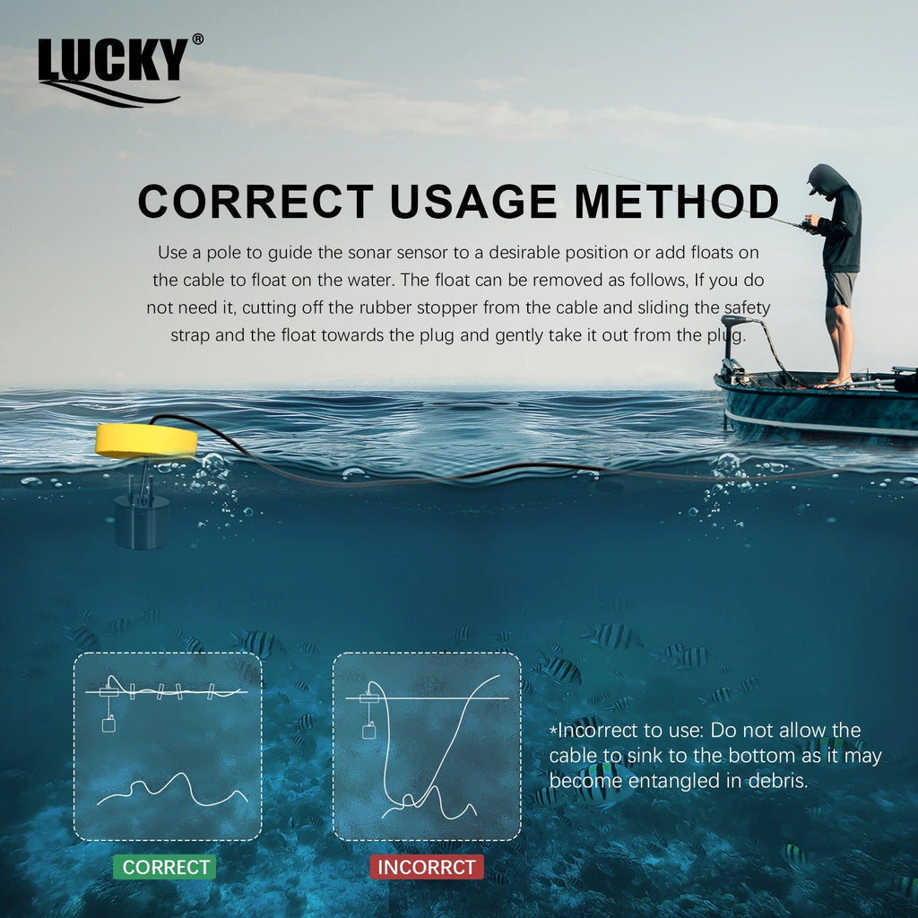 FFC1108-1 Alarm 100M Portable Sonar Fish Finders 45 degrees Sonar Coverage Echo Sounder Alarm Transducer Lake Sea Fishing - Cozy & Co. Market