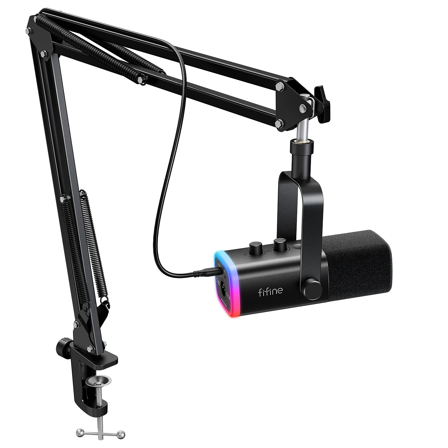 FIFINE XLR/USB Gaming Microphone Kit with Headphone Jack/Mute/RGB /Arm Stand,Dynamic Mic Set for PC PS5/4 Mixer AmpliGame AM8T - Cozy & Co. Market