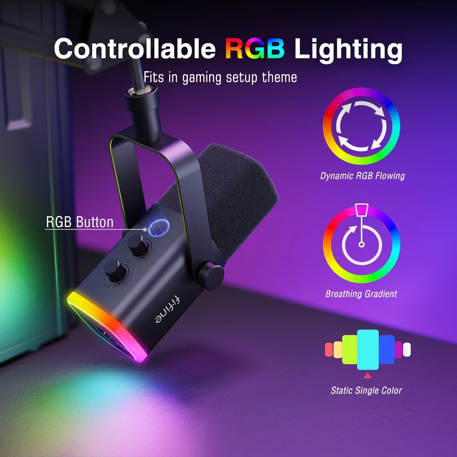 FIFINE XLR/USB Gaming Microphone Kit with Headphone Jack/Mute/RGB /Arm Stand,Dynamic Mic Set for PC PS5/4 Mixer AmpliGame AM8T - Cozy & Co. Market