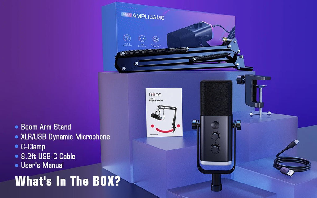 FIFINE XLR/USB Gaming Microphone Kit with Headphone Jack/Mute/RGB /Arm Stand,Dynamic Mic Set for PC PS5/4 Mixer AmpliGame AM8T - Cozy & Co. Market