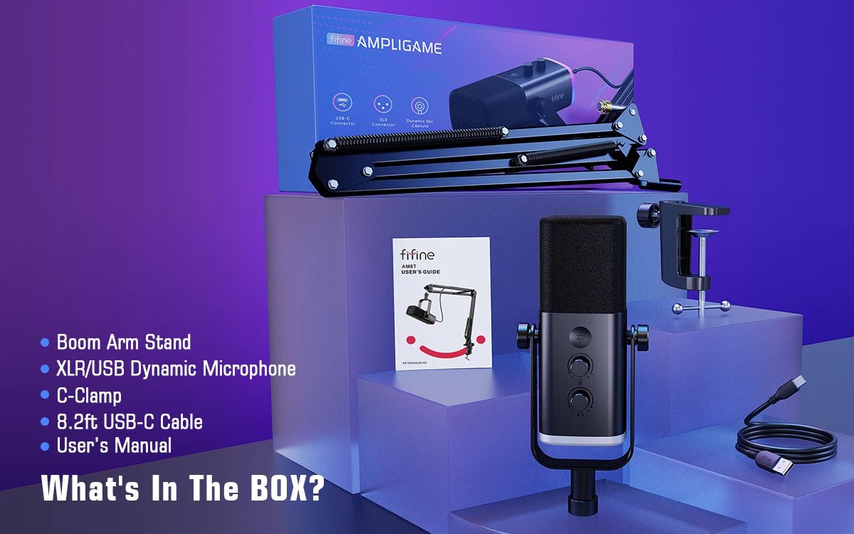 FIFINE XLR/USB Gaming Microphone Kit with Headphone Jack/Mute/RGB /Arm Stand,Dynamic Mic Set for PC PS5/4 Mixer AmpliGame AM8T - Cozy & Co. Market