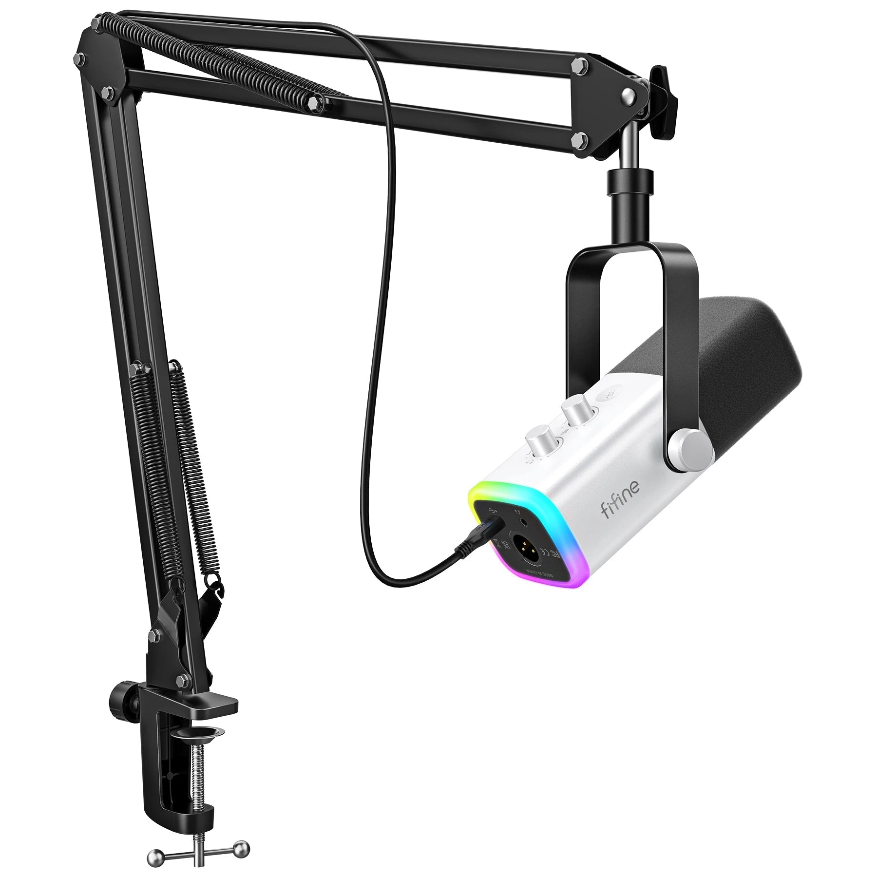FIFINE XLR/USB Gaming Microphone Kit with Headphone Jack/Mute/RGB /Arm Stand,Dynamic Mic Set for PC PS5/4 Mixer AmpliGame AM8T - Cozy & Co. Market