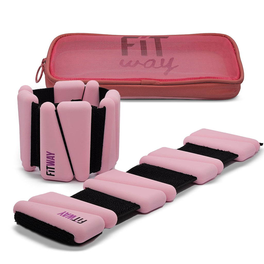 FITWAY | 1 pair 2 lbs | Adjustable Silicone ankle weights | - wrist weights - | ankle weights for women -ankle weights for men | 2lb ankle weights| Suitable for Yoga Dance Pilates | water-resistant silicone (pink) - Cozy & Co. Market