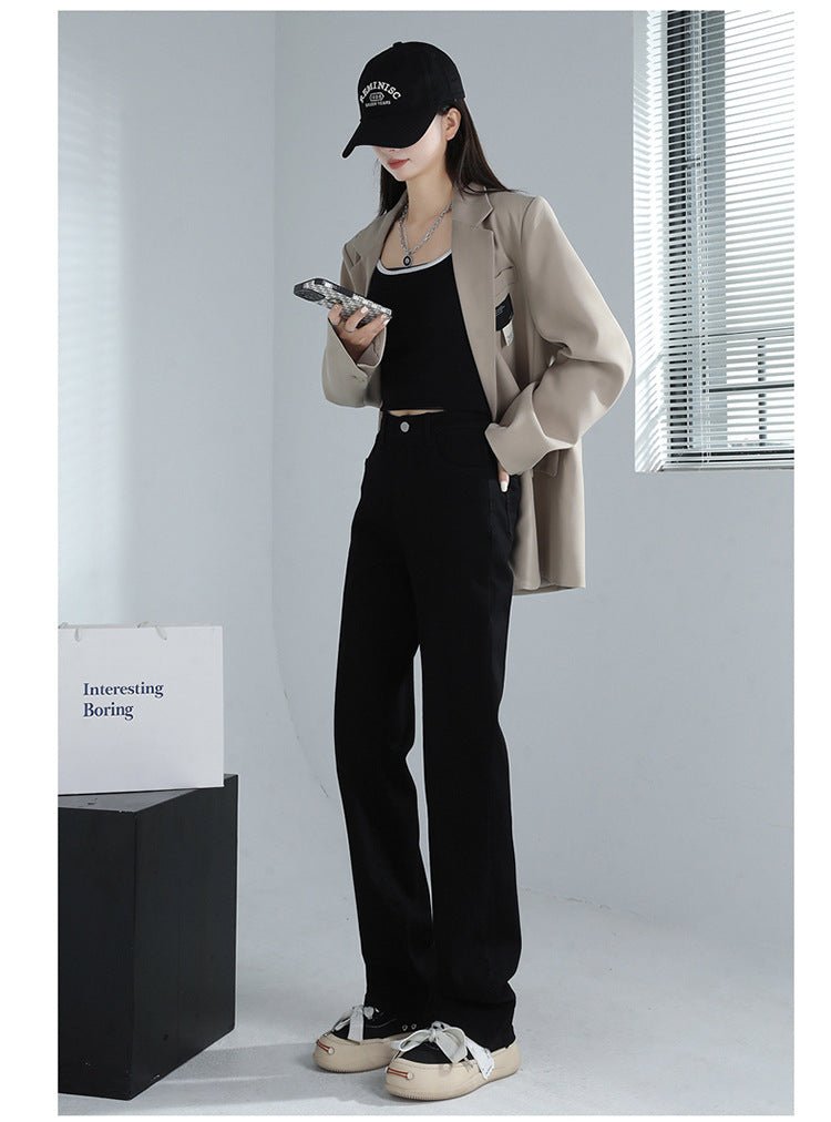 fleece-lined Narrow Straight Jeans Women's 2024 Spring, Autumn and Winter New plus size High Waist Slimming Pants Pear Shape Figure - Cozy & Co. Market