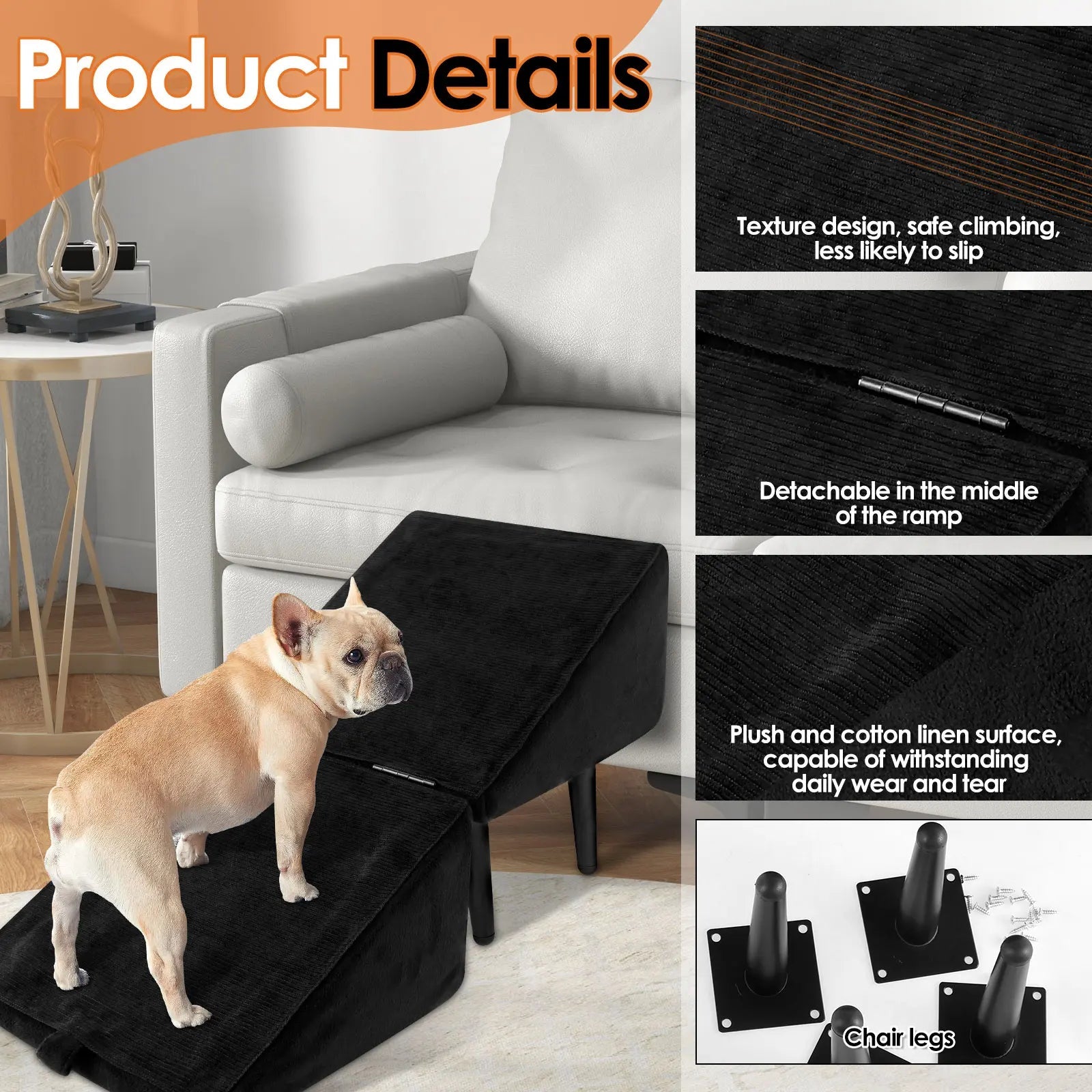 Foldable Dog Ramp & Ottoman 2-in-1 — Indoor Pet Stairs - Cozy & Co. Market