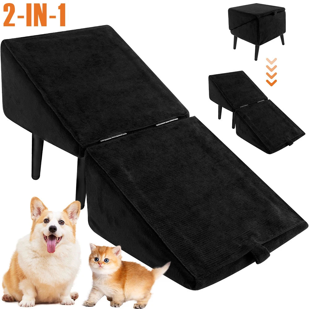 Foldable Dog Ramp & Ottoman 2-in-1 — Indoor Pet Stairs - Cozy & Co. Market