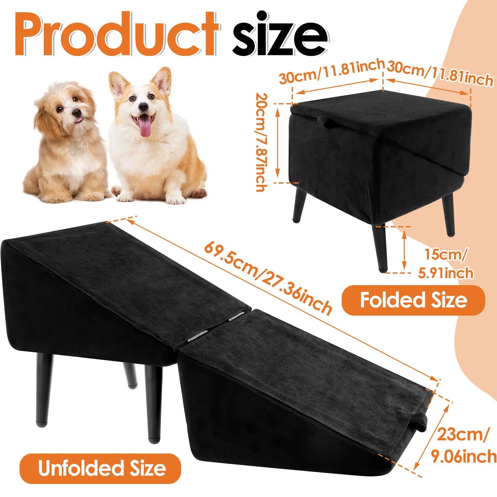 Foldable Dog Ramp & Ottoman 2-in-1 — Indoor Pet Stairs - Cozy & Co. Market