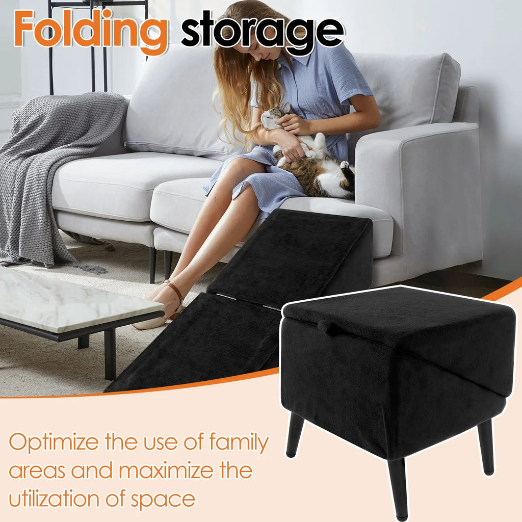 Foldable Dog Ramp & Ottoman 2-in-1 — Indoor Pet Stairs - Cozy & Co. Market