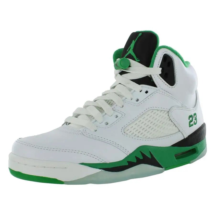 For for Air for 5 Retro Women's High-Top Shoes White/Lucky Green/Black Color Quality Rubber Insole All Seasons Made - Cozy & Co. Market