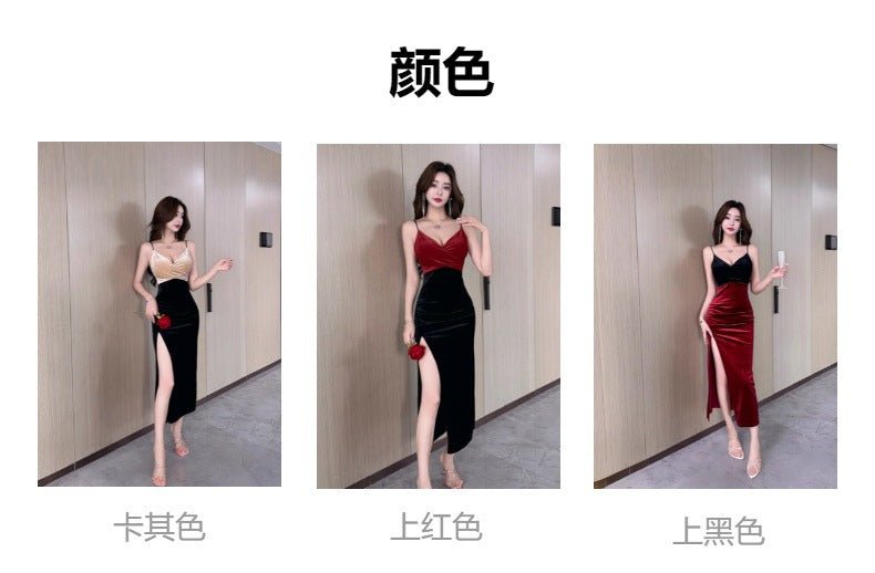 Foreign trade 8738 velvet suspenders dress sexy temperament dress nightclub bar ktv technician work clothes in stock - Cozy & Co. Market