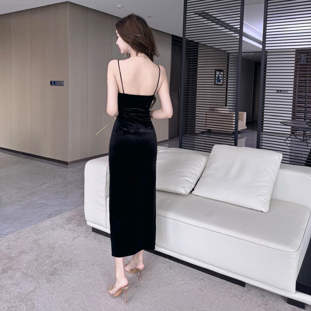 Foreign trade 8738 velvet suspenders dress sexy temperament dress nightclub bar ktv technician work clothes in stock - Cozy & Co. Market