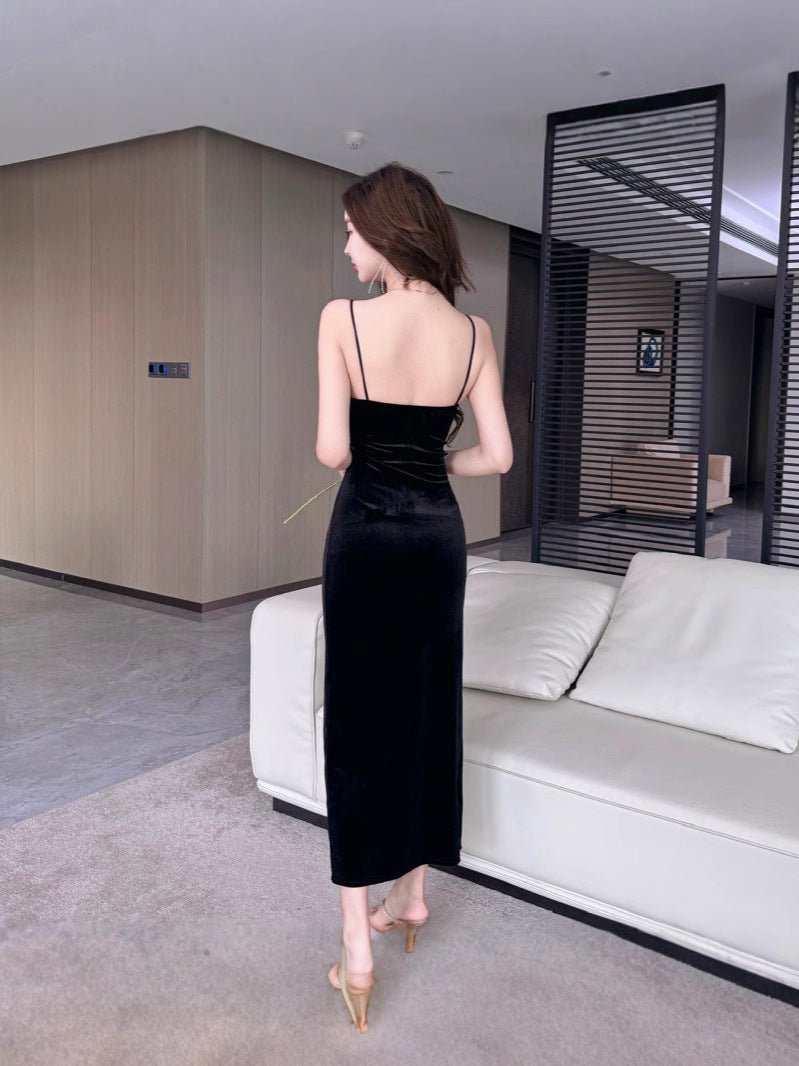 Foreign trade 8738 velvet suspenders dress sexy temperament dress nightclub bar ktv technician work clothes in stock - Cozy & Co. Market