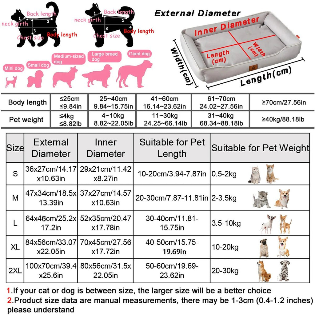 Four Season Square Dog Bed for Large Dog Mattress Bite-resistant Cat Bed Soft Thickened Dog Bed Waterproof Sofa Pet House - Cozy & Co. Market
