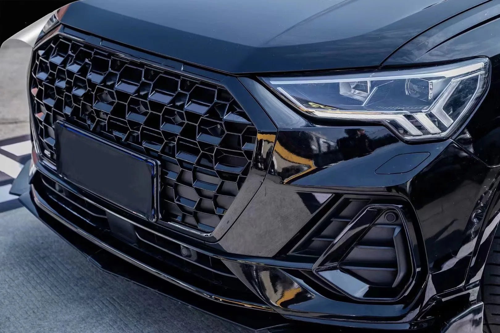 Free Shipping Car2020-2023 RSQ3 Style Front Bumper Grille Honeycomb Black Front Grille for Audi Q3 SQ3 F3 2020 2021 2022 2023 - Cozy & Co. Market
