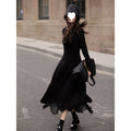 French V-neck Knitted Long-sleeved dress Women's Autumn and Winter New Matching Coat High-grade Chanel-style Irregular Long Dress - Cozy & Co. Market