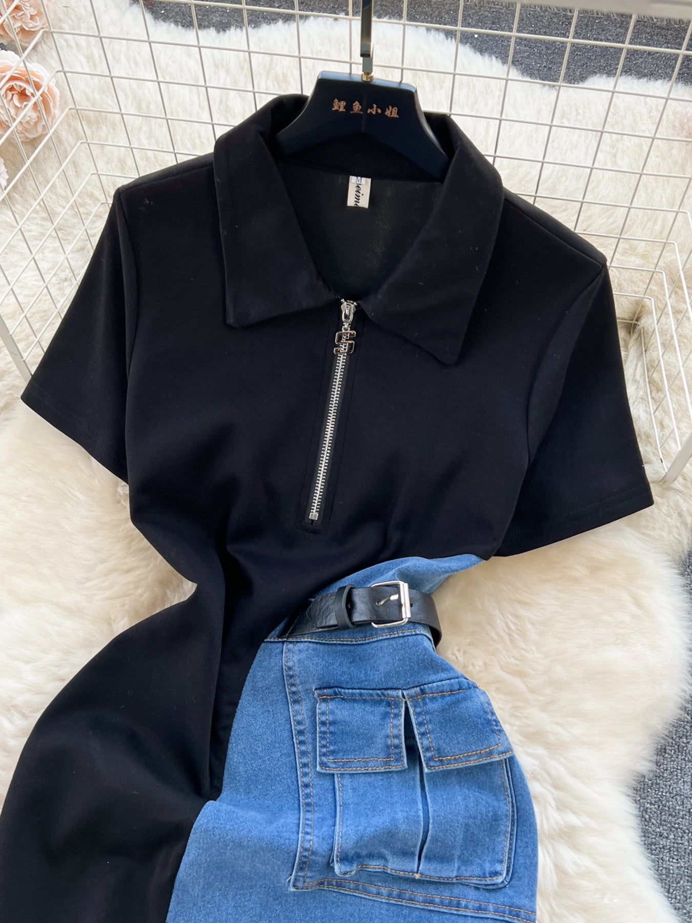 Full Size Color Block Denim Patchwork Short Sleeve Midi Dress Plus Size - Cozy & Co. Market