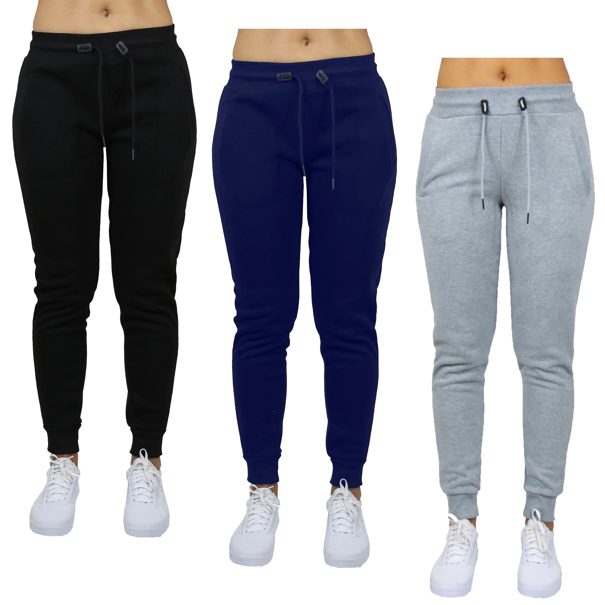 Galaxy 3-Pack Women's Winter Classic Fleece Anti-static Flat Front Jogger Sweatpants (Sizes S-3XL) 100% Polyester Elastic - Cozy & Co. Market