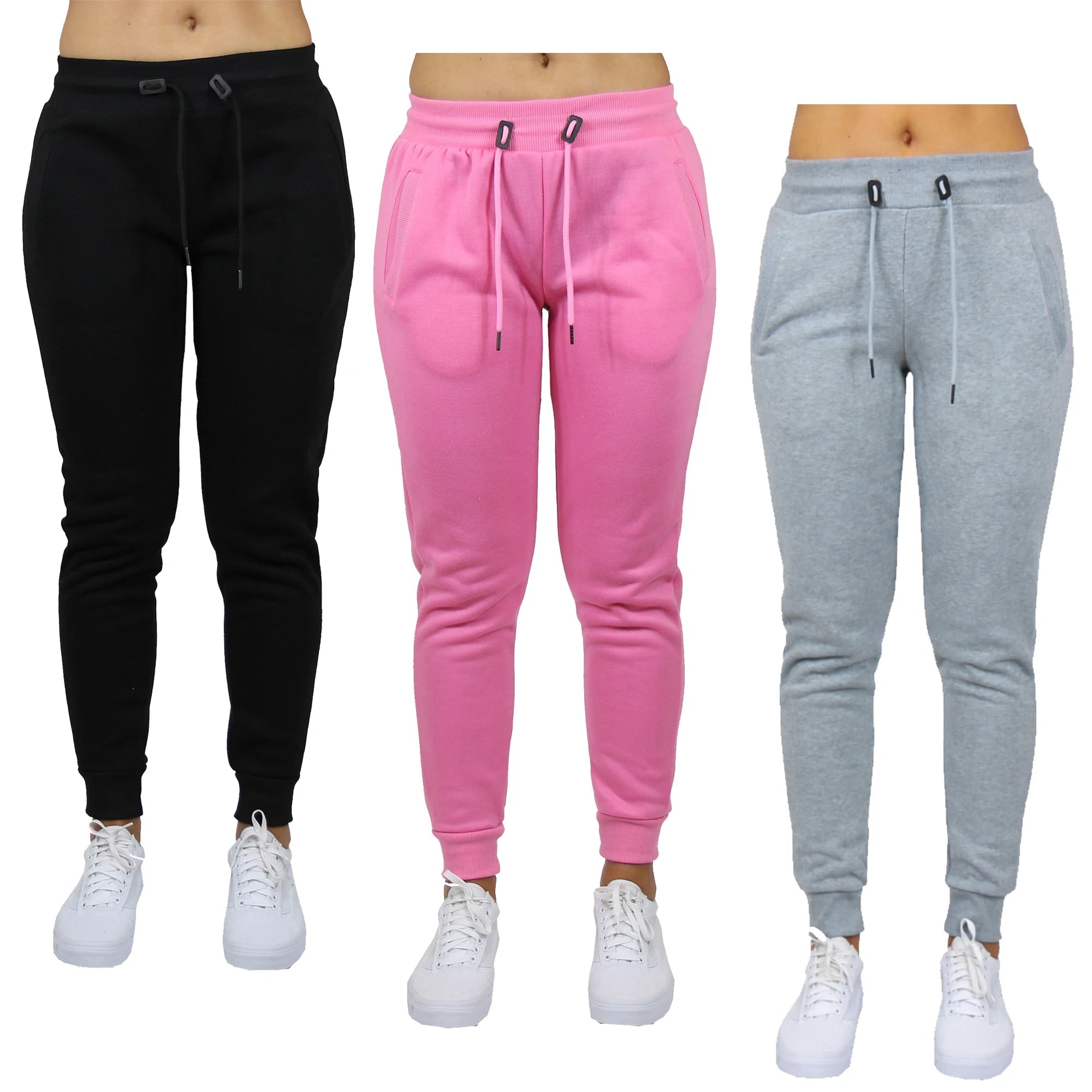 Galaxy 3-Pack Women's Winter Classic Fleece Anti-static Flat Front Jogger Sweatpants (Sizes S-3XL) 100% Polyester Elastic - Cozy & Co. Market