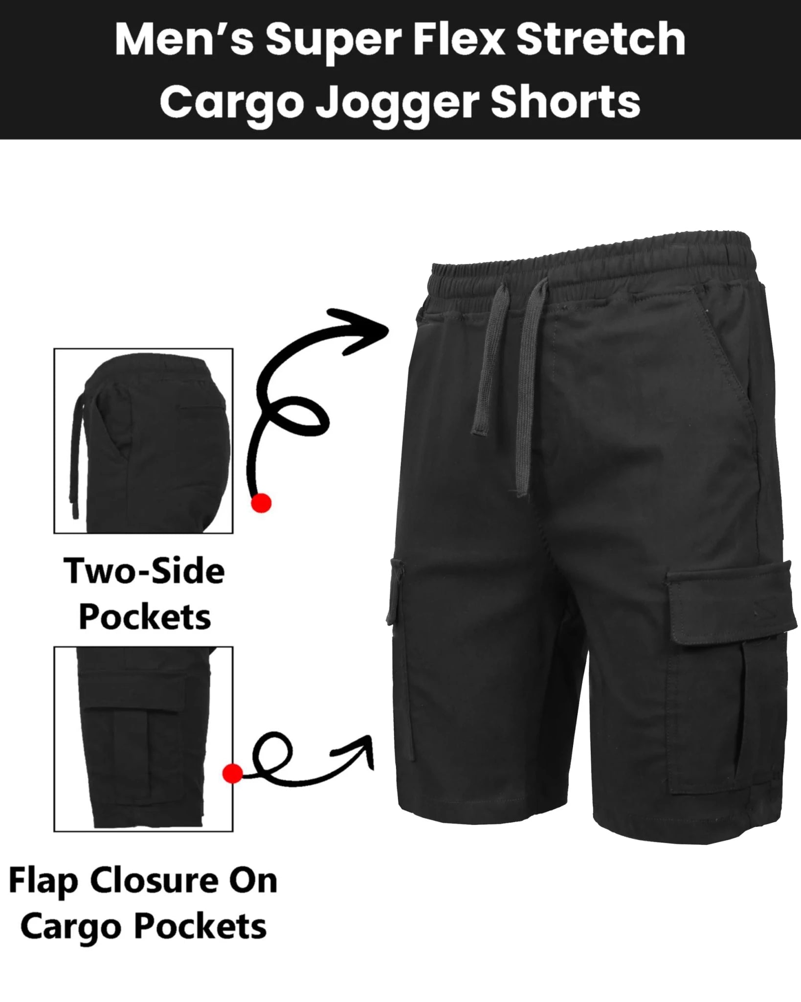 Galaxy Mens Solid Casual Everyday Explorer Cargo Shorts Ultra-Flex Comfort Mid Eco-Friendly Canvas Drawstring Closure Smart Back - Cozy & Co. Market