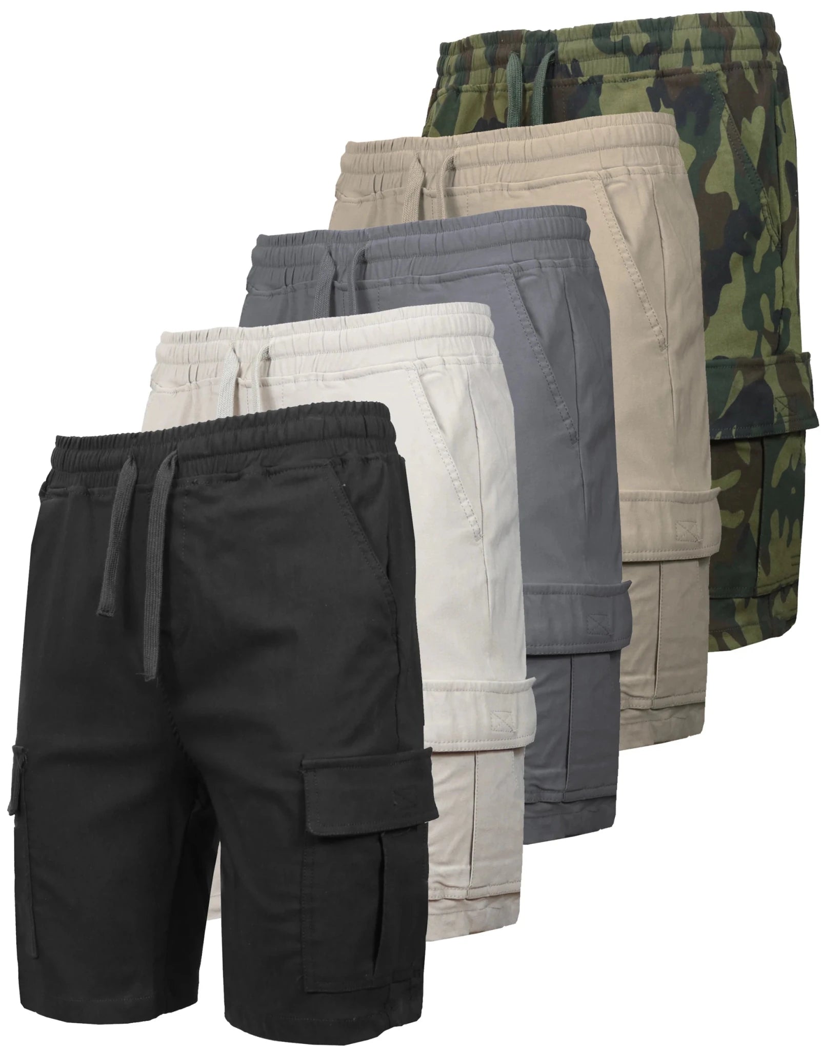Galaxy Mens Solid Casual Everyday Explorer Cargo Shorts Ultra-Flex Comfort Mid Eco-Friendly Canvas Drawstring Closure Smart Back - Cozy & Co. Market