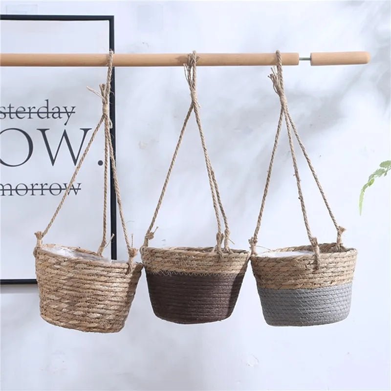 Garden Hanging Planter Macrame Plant Storage Basket Jute Rope Woven Indoor Outdoor Flower Pot Holder Plant Hangers Home Decor - Cozy & Co. Market