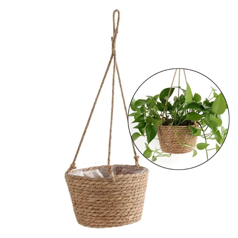 Garden Hanging Planter Macrame Plant Storage Basket Jute Rope Woven Indoor Outdoor Flower Pot Holder Plant Hangers Home Decor - Cozy & Co. Market